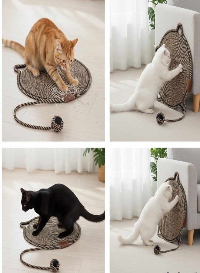 Swejos Cat Scratcher Mat, Natural Cotton Rope Cat Scratch Pad, 15.7'' Round Horizontal Floor Cat Scratching Pads for Indoor Cats, Furniture Protector for Wall, Couch, Carpets, Sofas - Image 3